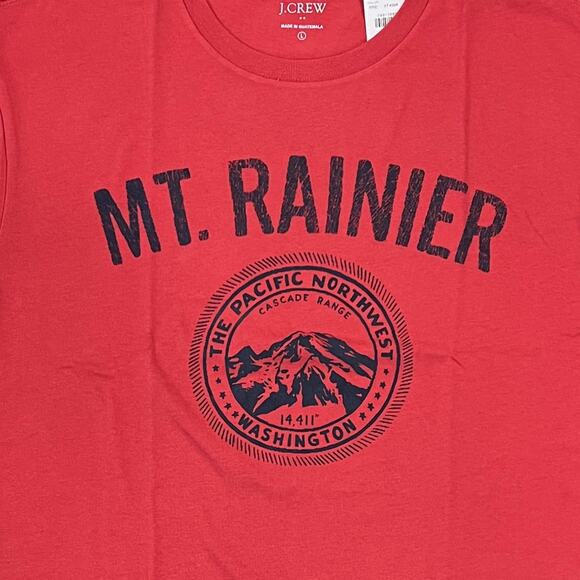 NWT J. Crew Men's Rusted Red W/Navy Mount Rainier Graphic Tee - Picture 4 of 10